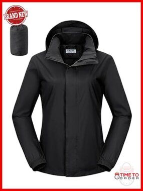 Lightweight Packable Waterproof Rain Jacket with Hood for Travel Golf Hiking